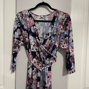 3/4 sleeve mock wrap Maxi